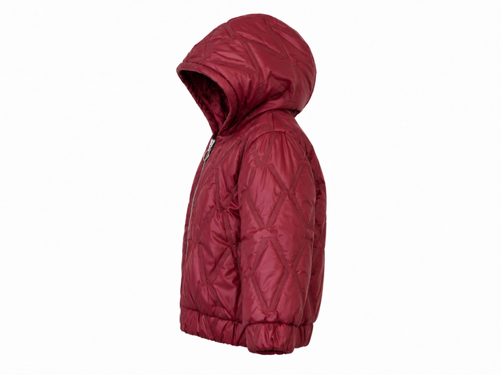 Kurtka pikowana dziecięca „Burgundy Geo” z kapturem
