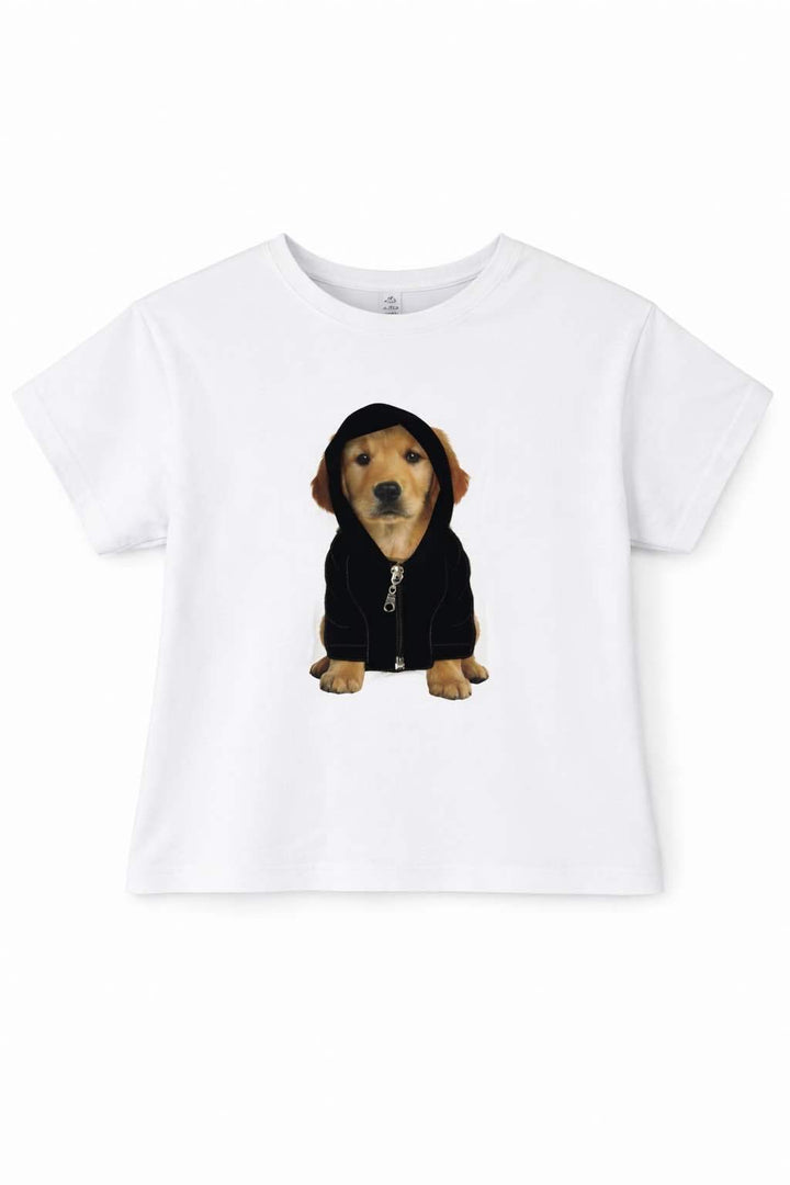 T-shirt dziecięcy „Hoodie Puppy 3D” biały