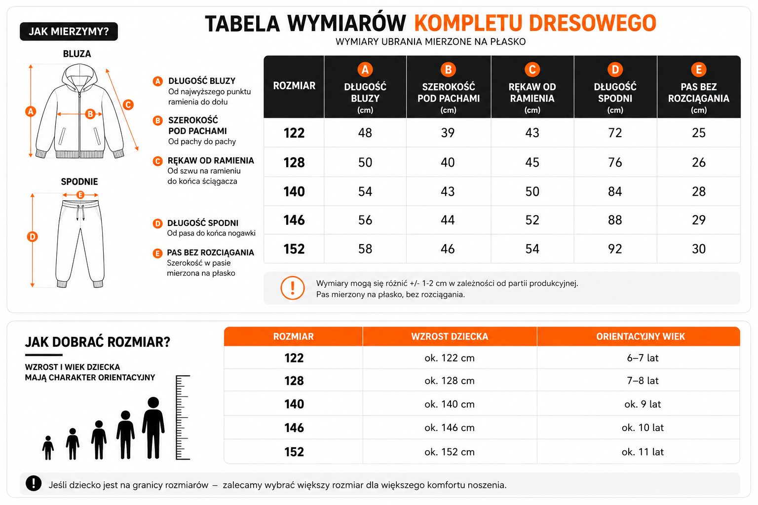 Komplet dresowy dziecięcy DON’T FORGET czarno-pomarańczowy