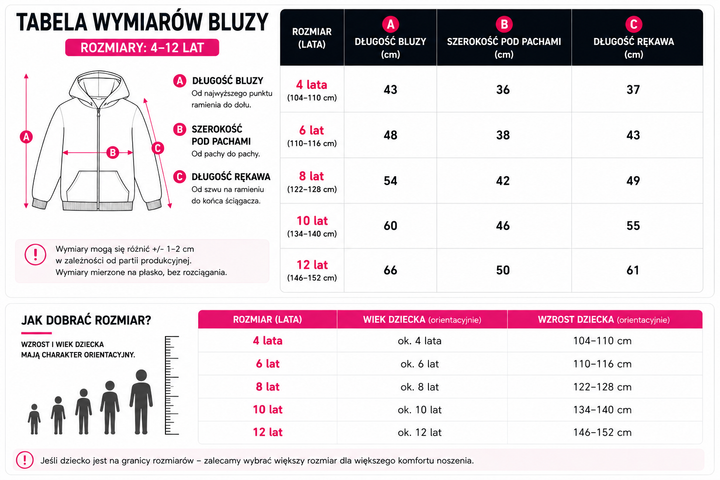 Kolorowy płaszczyk dziewczęcy z kapturem black