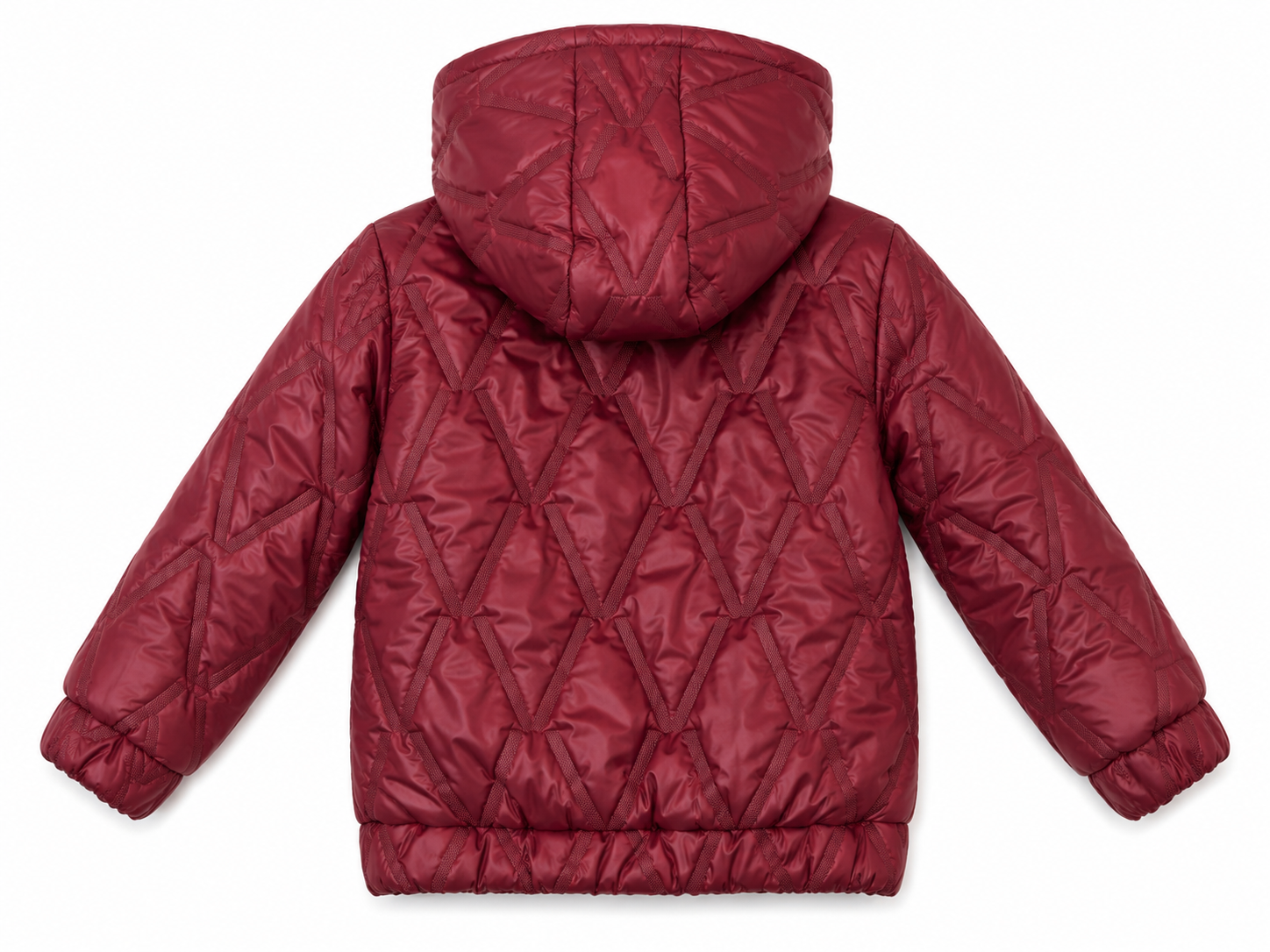 Kurtka pikowana dziecięca „Burgundy Geo” z kapturem