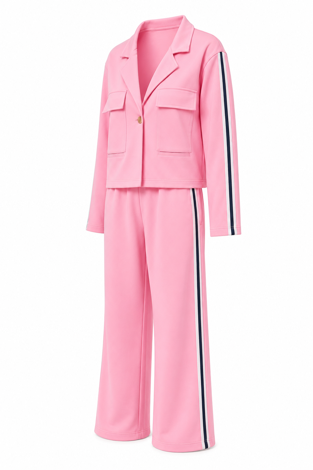 Komplet dziewczęcy Milano Pink z marynarką i szerokimi spodniami