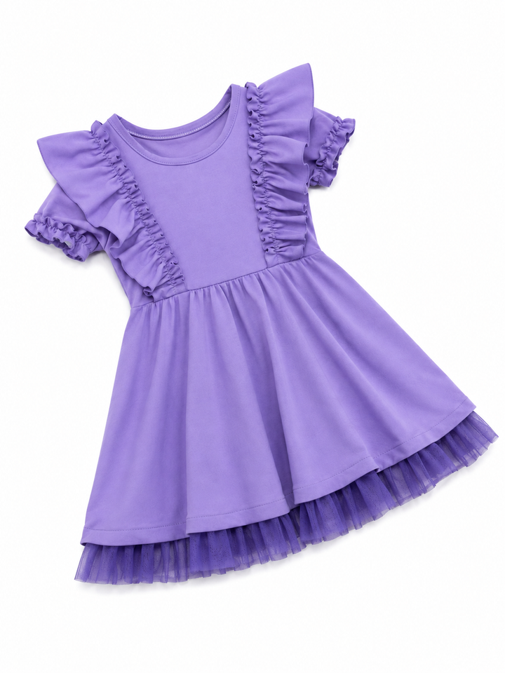 Sukienka dziewczęca Lavender Ruffle z falbankami