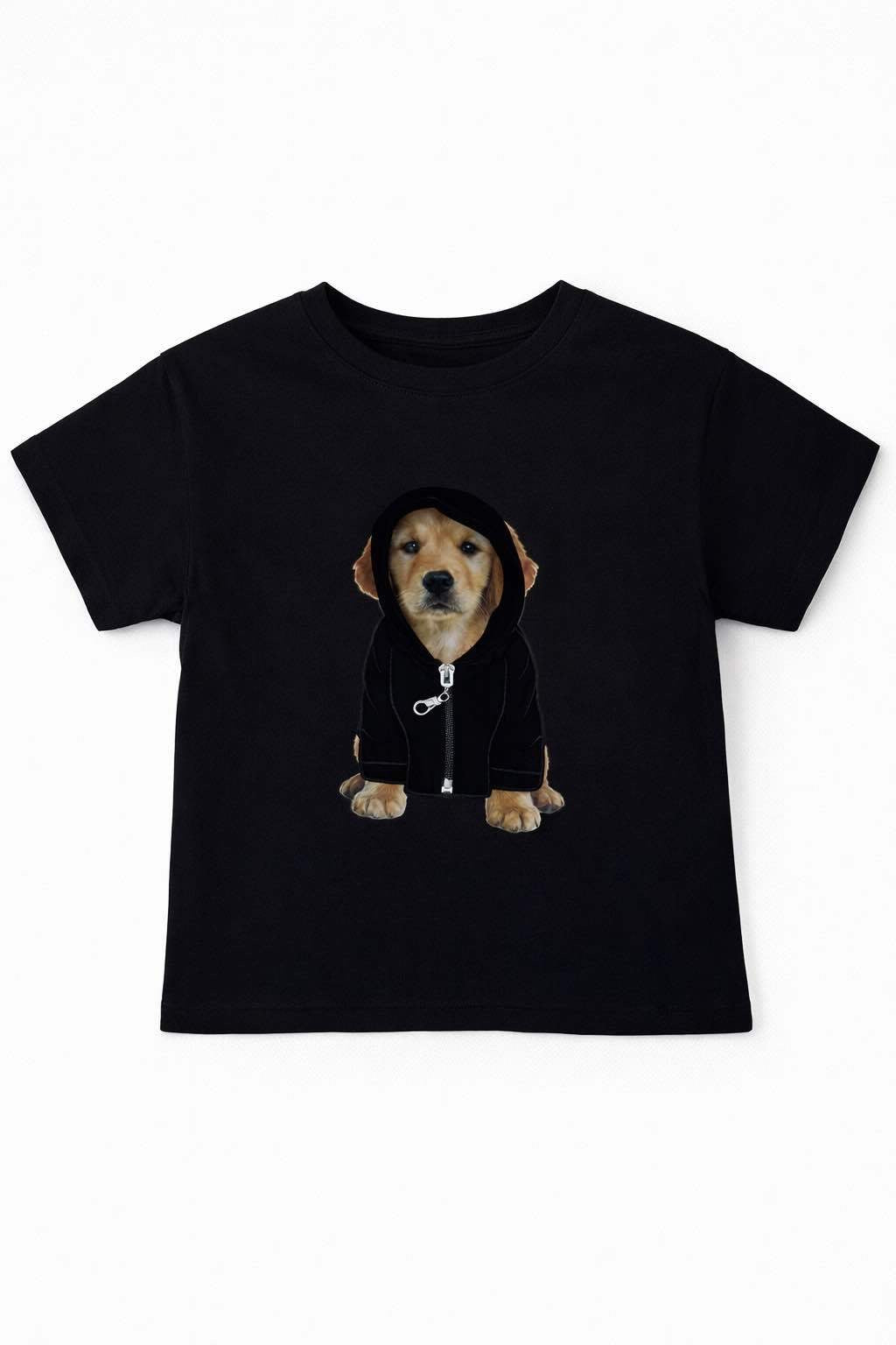 T-shirt dziecięcy „Black Hoodie Puppy 3D”