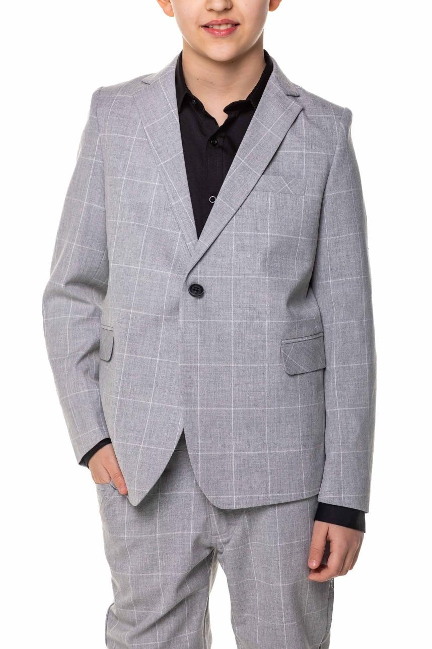 Marynarka Chłopięca Szara Kratka (11-15lat)