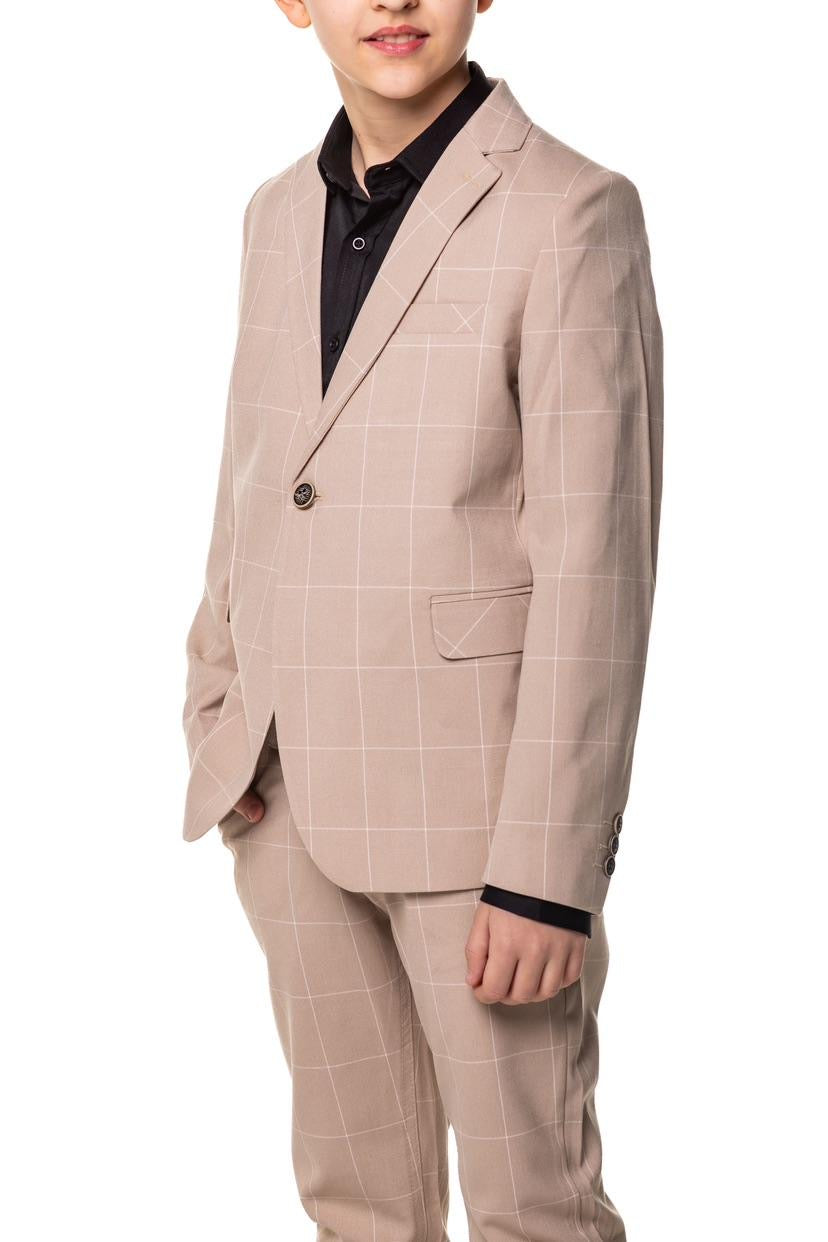 Marynarka Chłopięca Beż kratka (11-15lat)