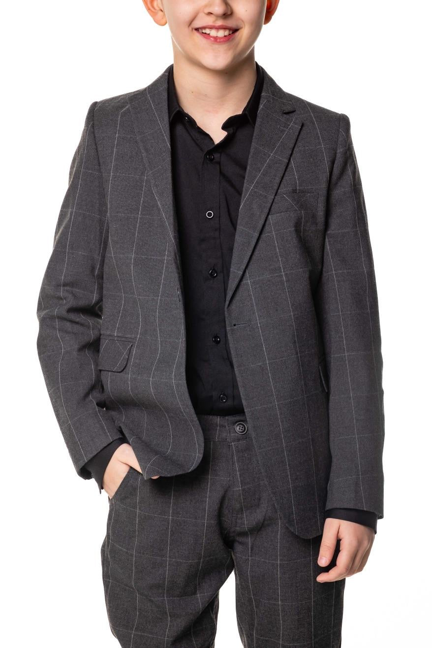 Marynarka Chłopięca Kratka Grafit (11-15lat)