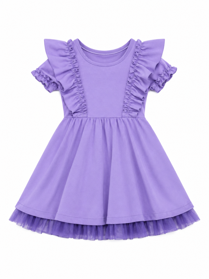 Sukienka dziewczęca Lavender Ruffle z falbankami