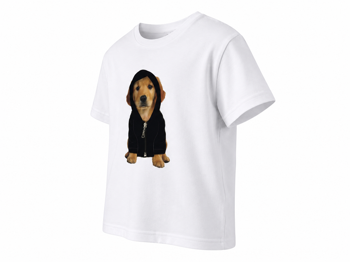 T-shirt dziecięcy „Hoodie Puppy 3D” biały