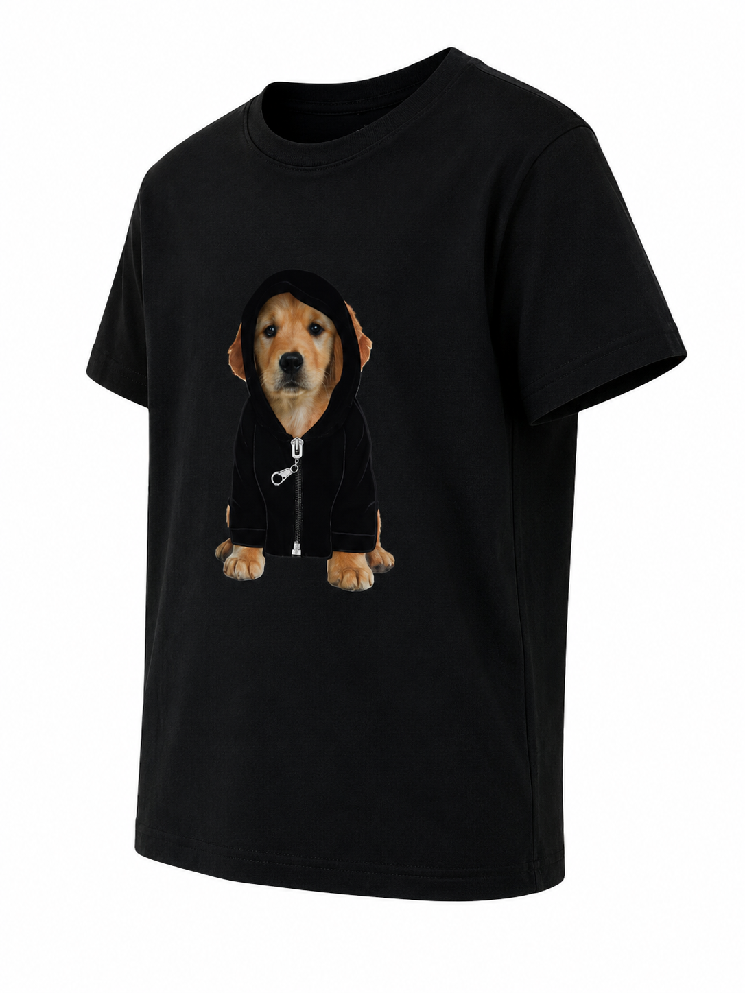 T-shirt dziecięcy „Black Hoodie Puppy 3D”